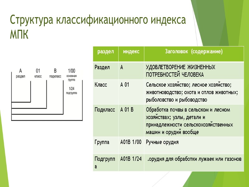 Структура классификационного индекса МПК